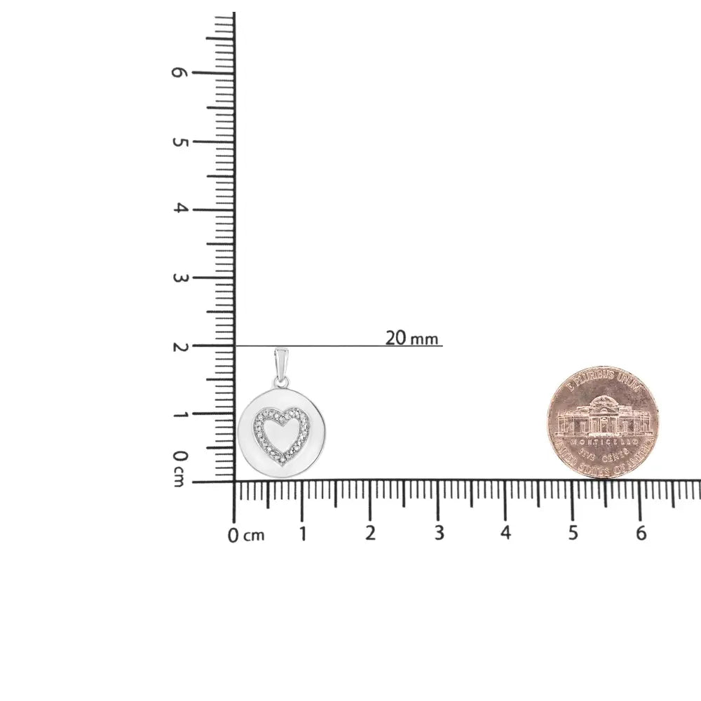 Diamond heart circle pendant necklace in sterling silver 1/30 cttw bijoux-nyc direct