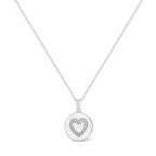 Diamond heart circle pendant necklace in sterling silver 1/30 cttw bijoux-nyc direct
