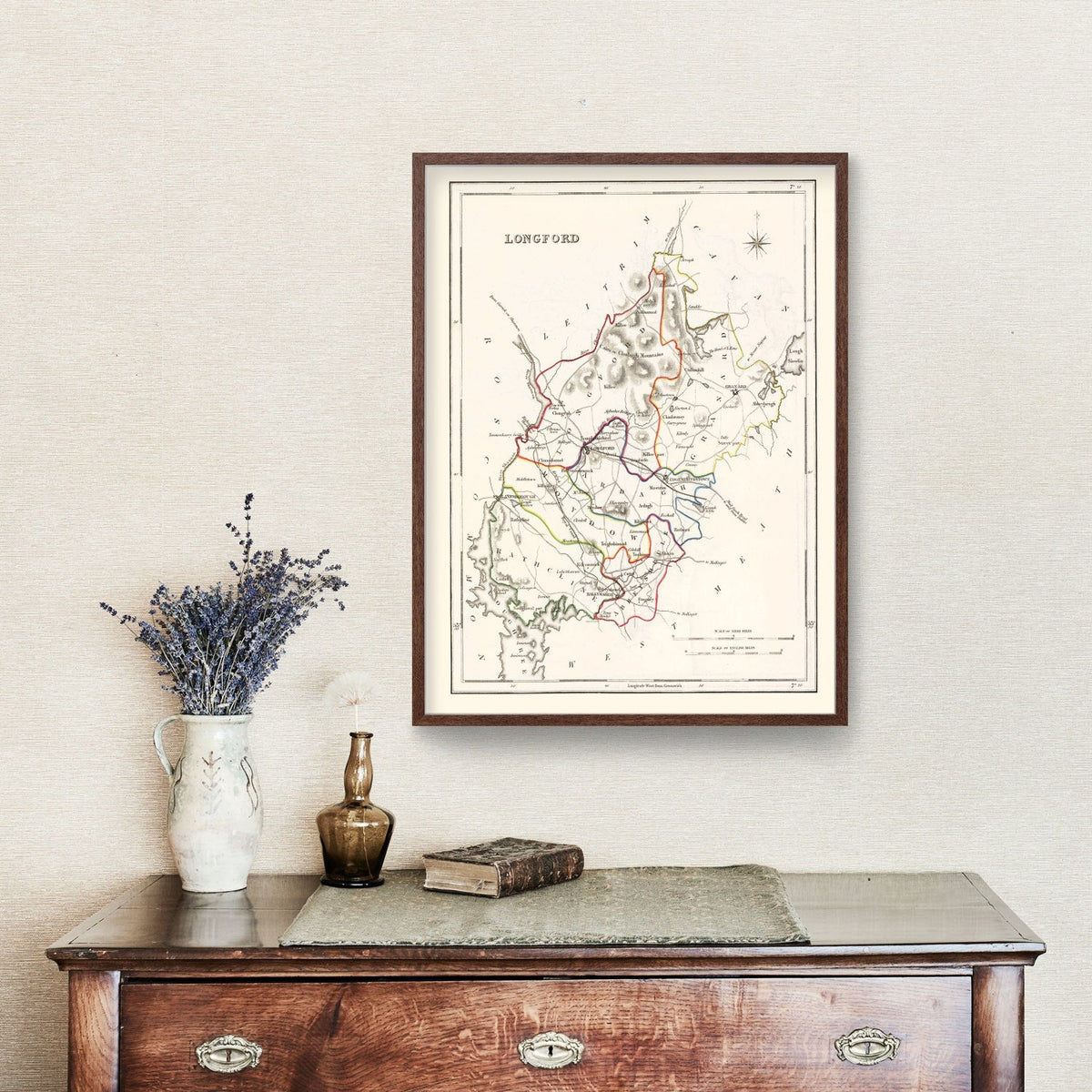 Vintage Map of Longford County Ireland, 1846