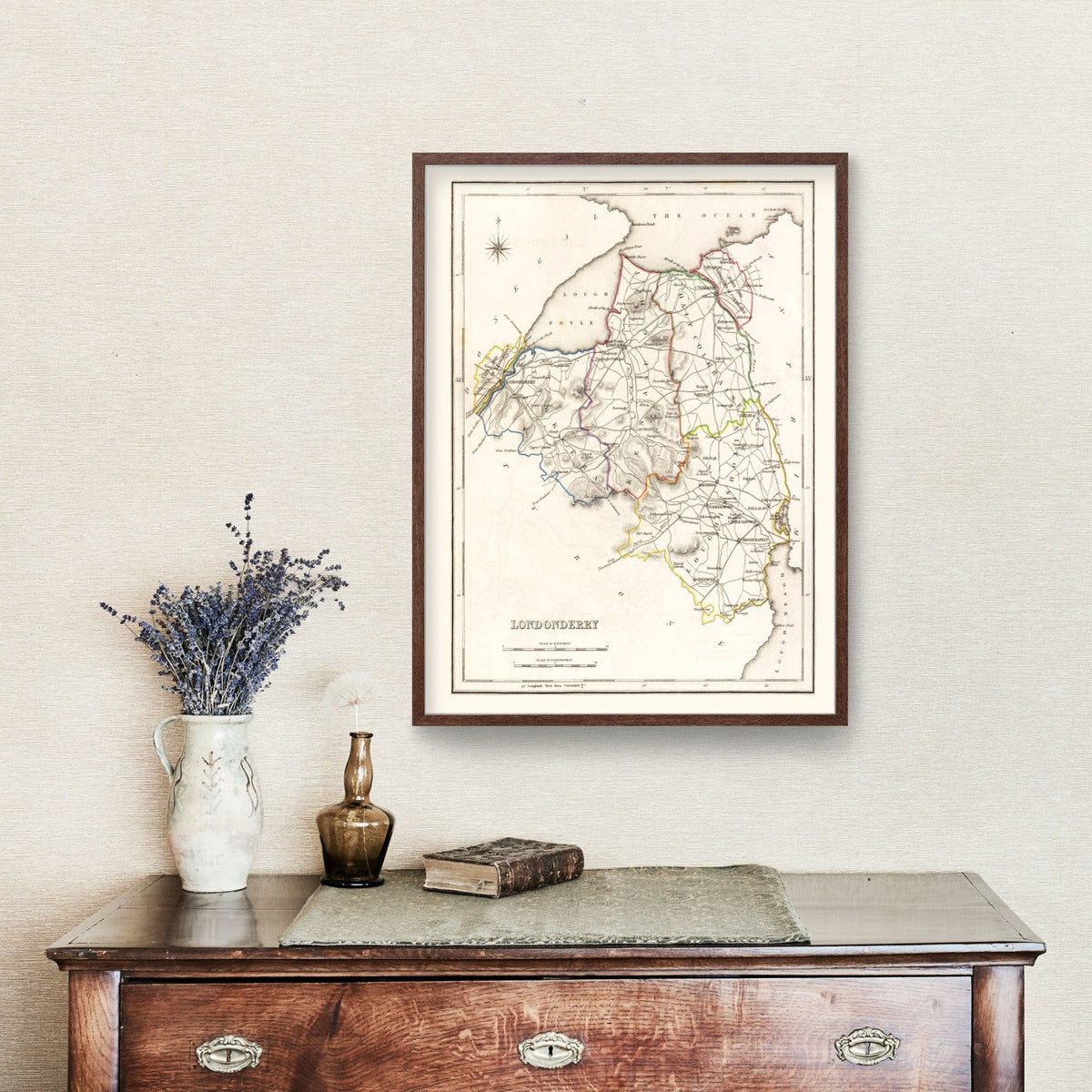 Vintage Map of Londonderry County Ireland, 1846