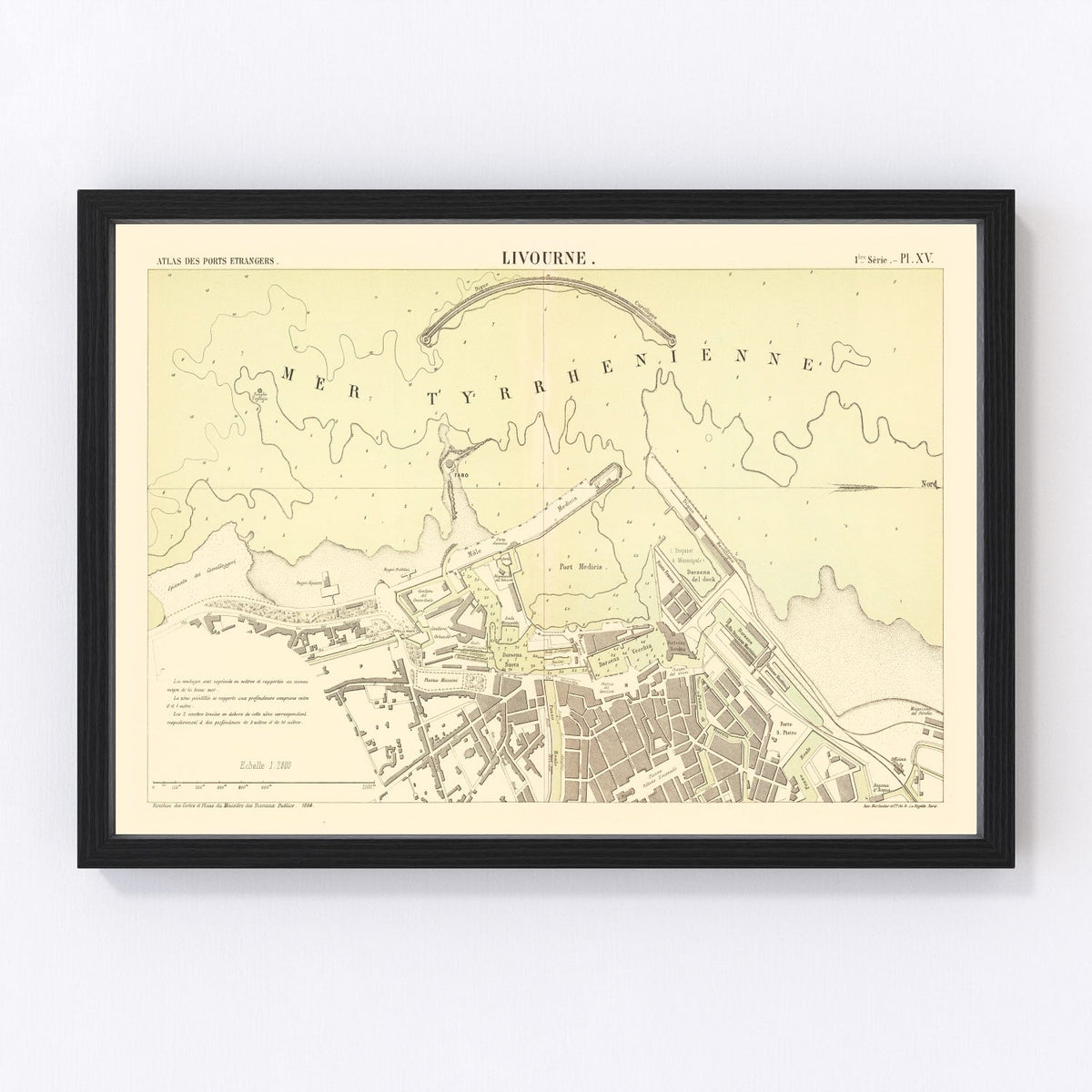 Vintage Map of Livorno, Italy 1884
