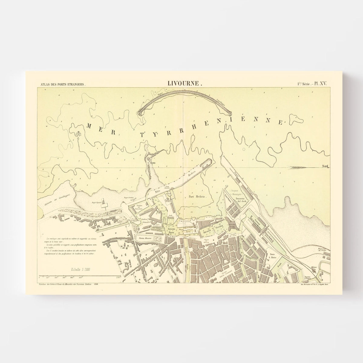 Vintage Map of Livorno, Italy 1884