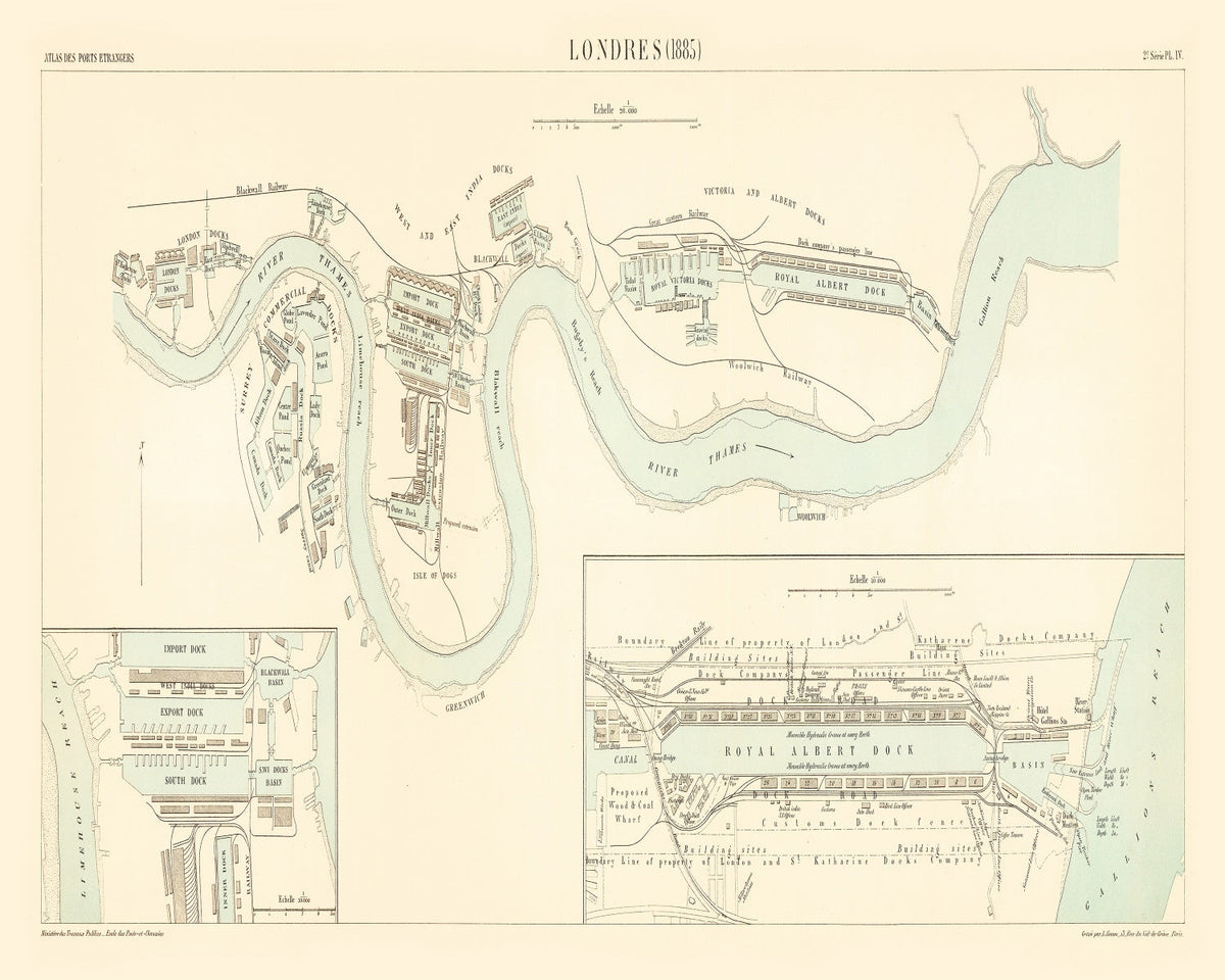 Vintage Map of London, England 1885
