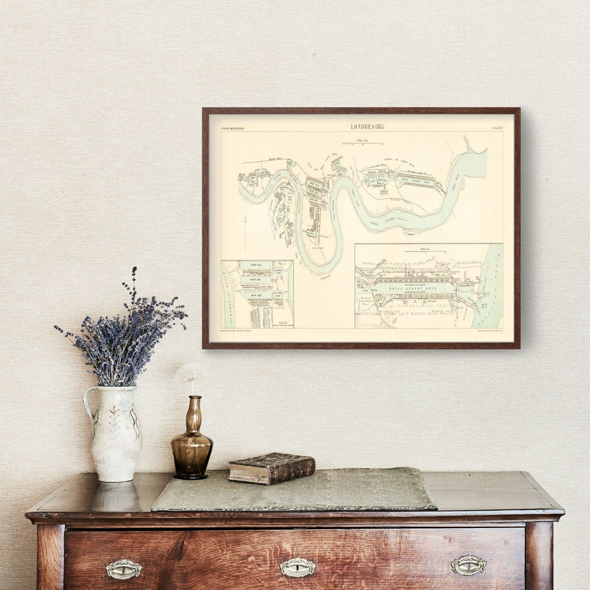 Vintage Map of London, England 1885