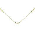 14K Yellow Gold Emerald and 1/2 Cttw Diamond Station Necklace