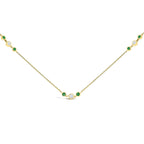 14K Yellow Gold Emerald and 1/2 Cttw Diamond Station Necklace