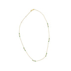 14K Yellow Gold Emerald and 1/2 Cttw Diamond Station Necklace
