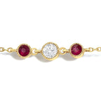 14K Yellow Gold Ruby and 1/2 Cttw Diamond Station Necklace