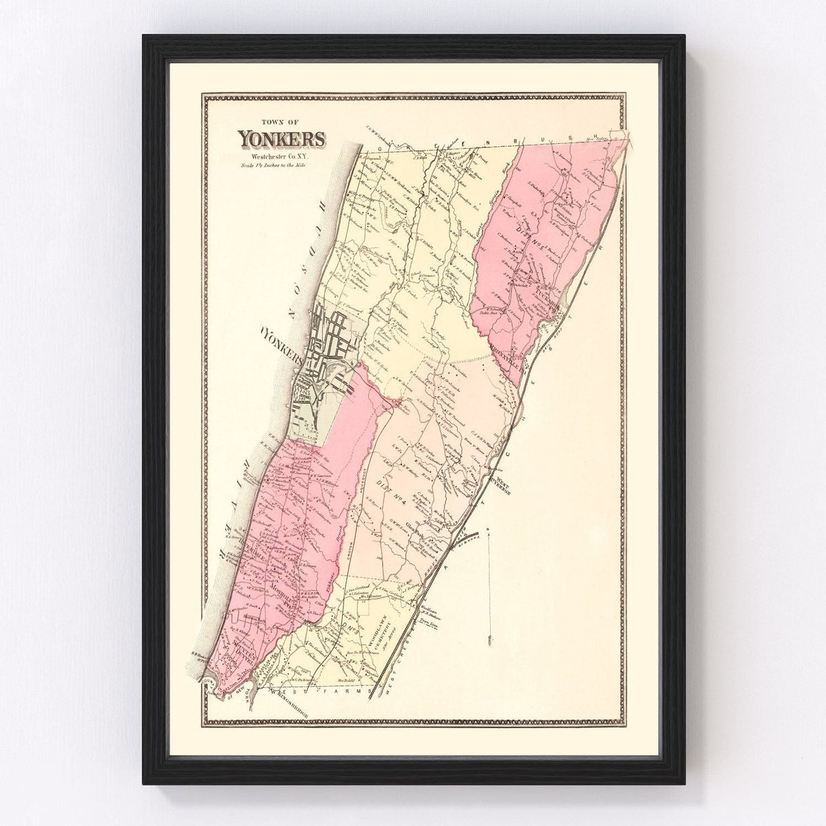 Vintage Map of Yonkers, New York 1867