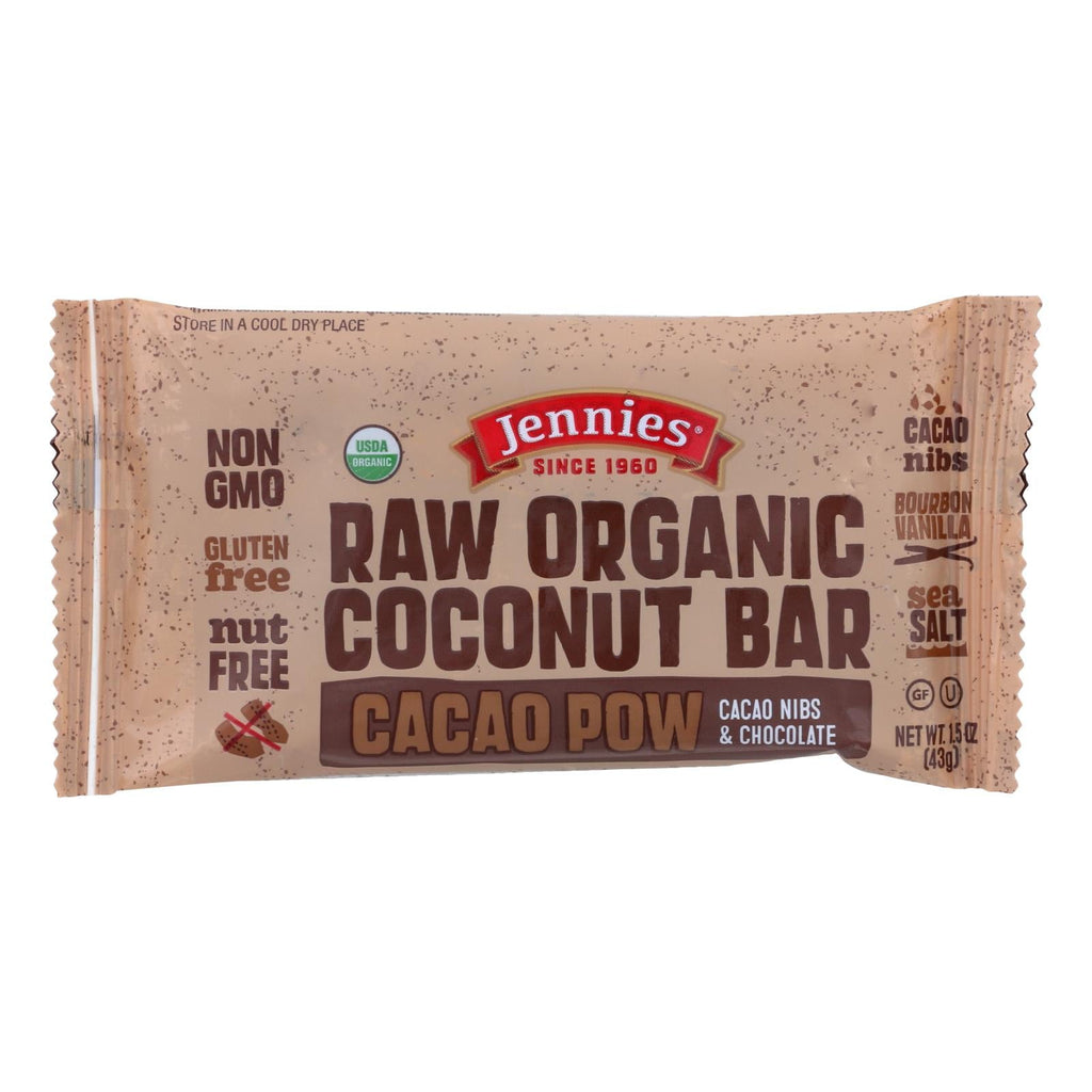 Jennies Organic Cacao Powder Coconut Bar, 1.5 oz (Case of 12)