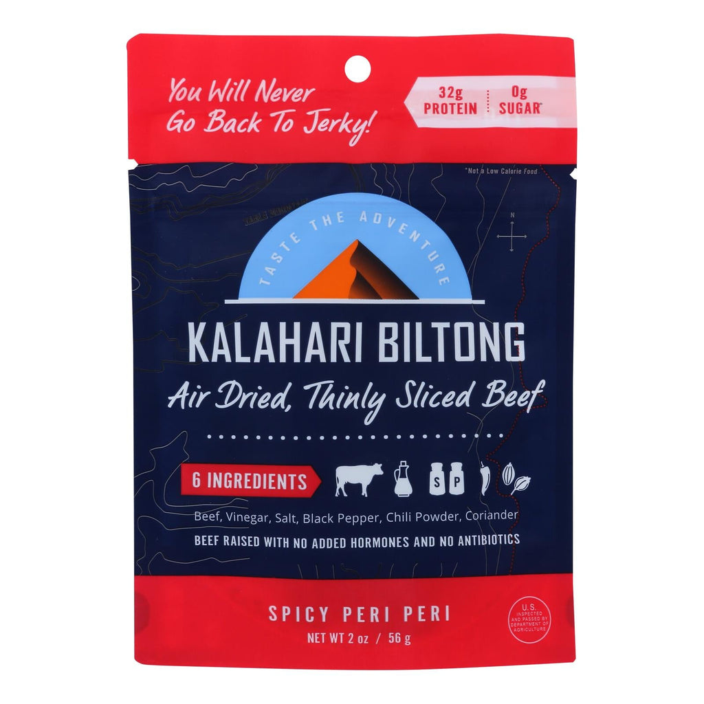 Kalahari Biltong Spicy Piri Piri Air-Dried Sliced Beef, 2 oz (Case of 8)