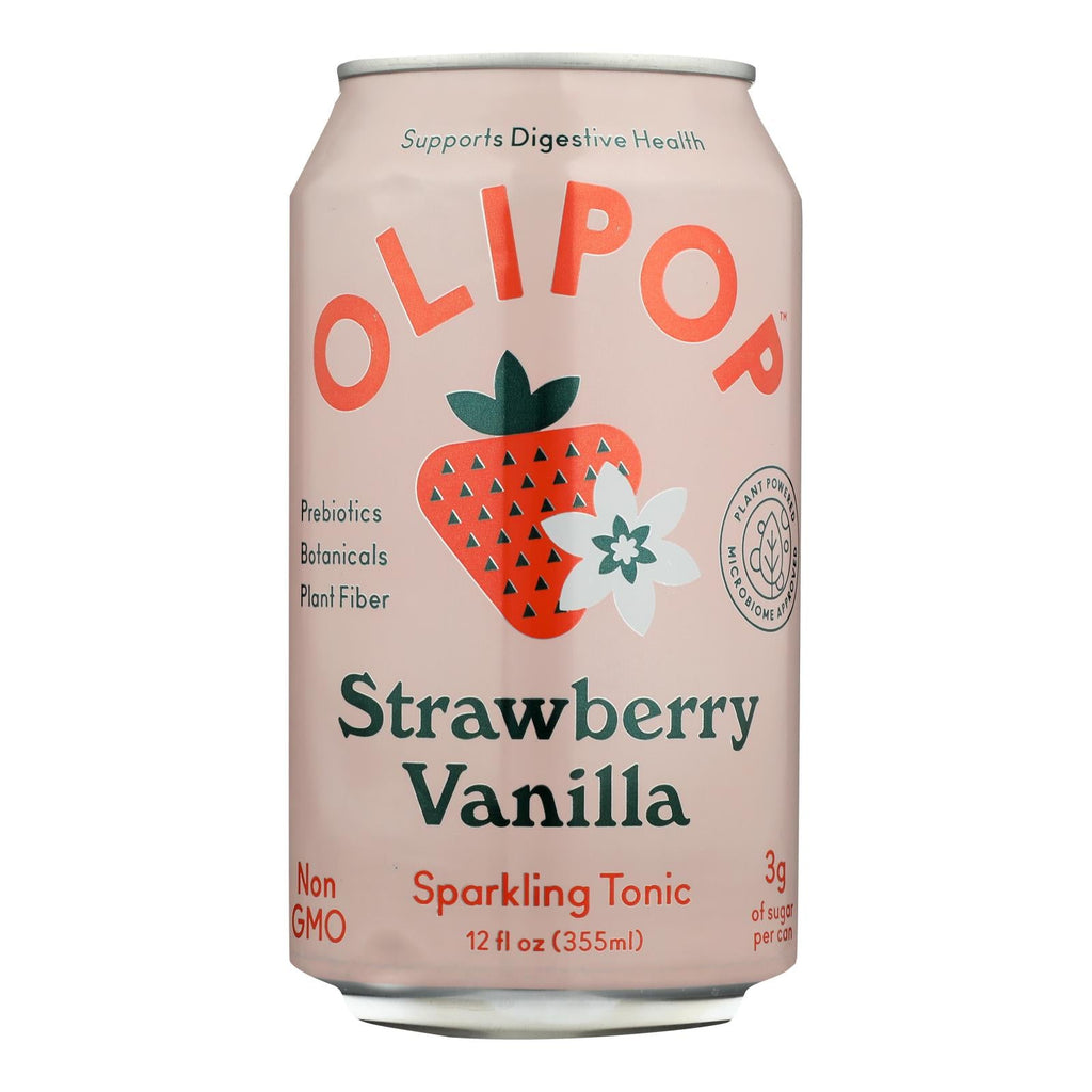 Olipop Sparkling Tonic, Strawberry Vanilla, 12 Fl Oz - 12-Pack