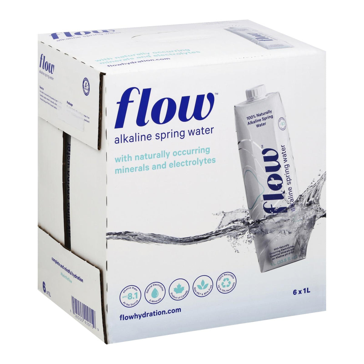 "Flow Alkaline Spring Water - 1L, Case of 6"