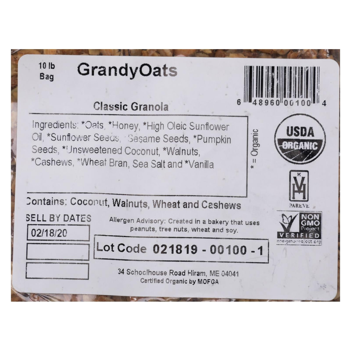 Grandy Oats Classic Granola, 10 lb