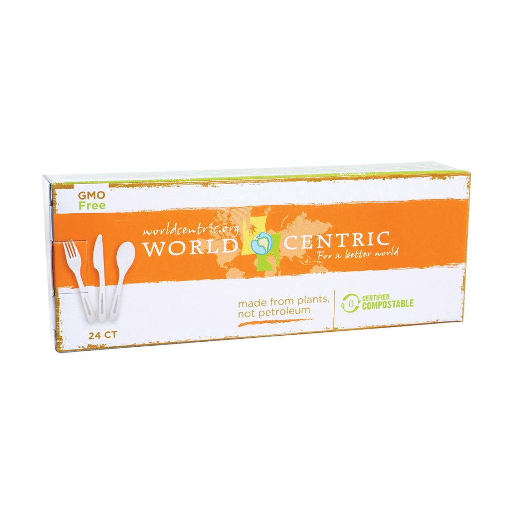 World Centric Compostable Corn Starch Flatware, Assorted, 24 ct (Case of 12)
