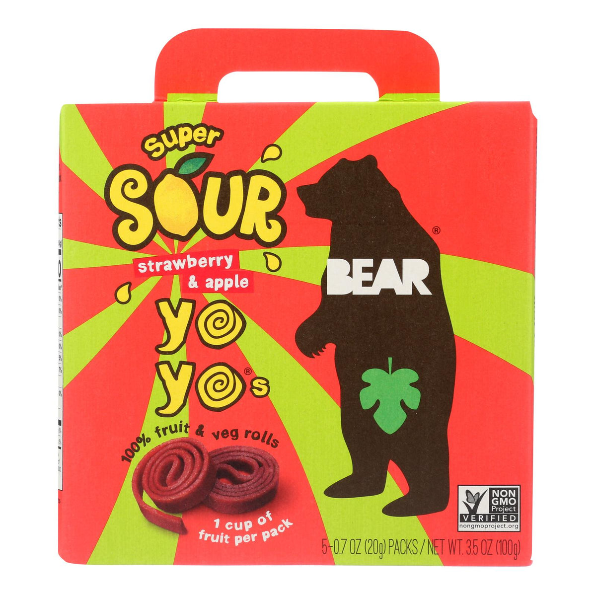 Bear Real Fruit Yoyos Strawberry Apple, 3.5 oz (Case of 6)