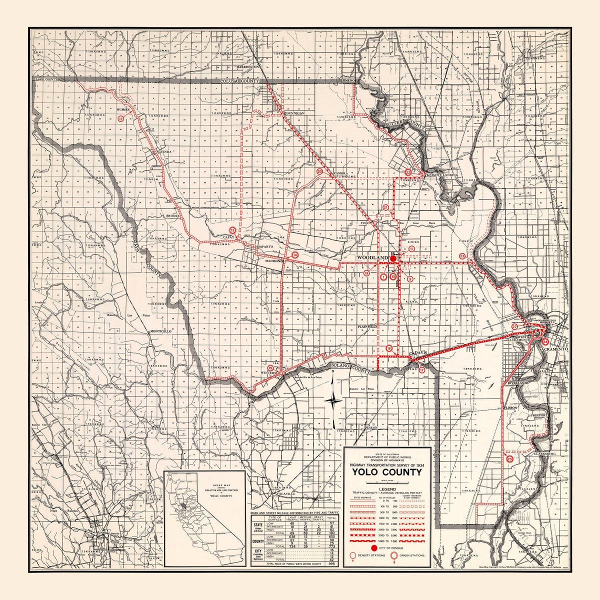 Vintage Map of Yolo County, California 1935