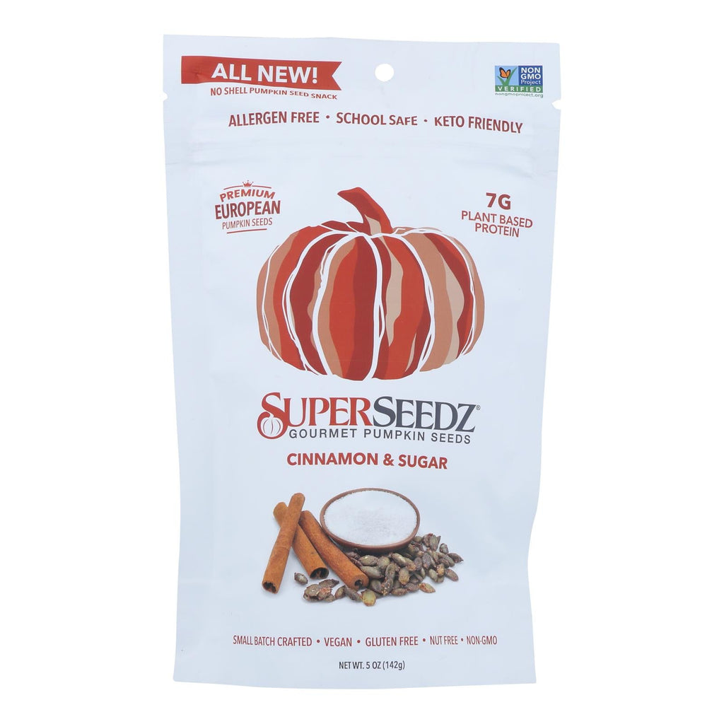 SuperSeedz Gourmet Pumpkin Seeds, Cinnamon & Sugar, 5 oz (Case of 6)