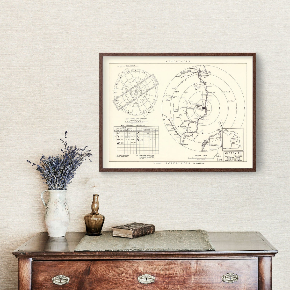 Vintage Map of the Wurtsmith Air Force Base Vicinity, 1952