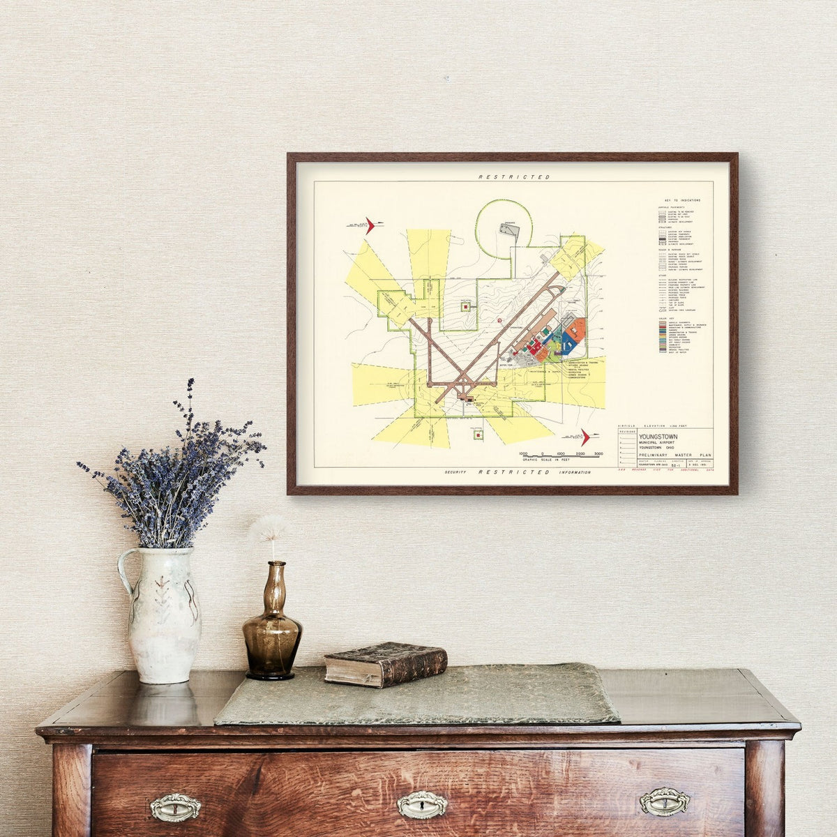 Vintage Map of Youngstown Municipal Airport, 1951