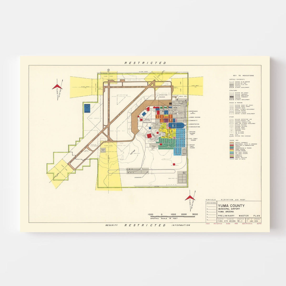 Vintage Map of Yuma County Municipal Airport, 1952