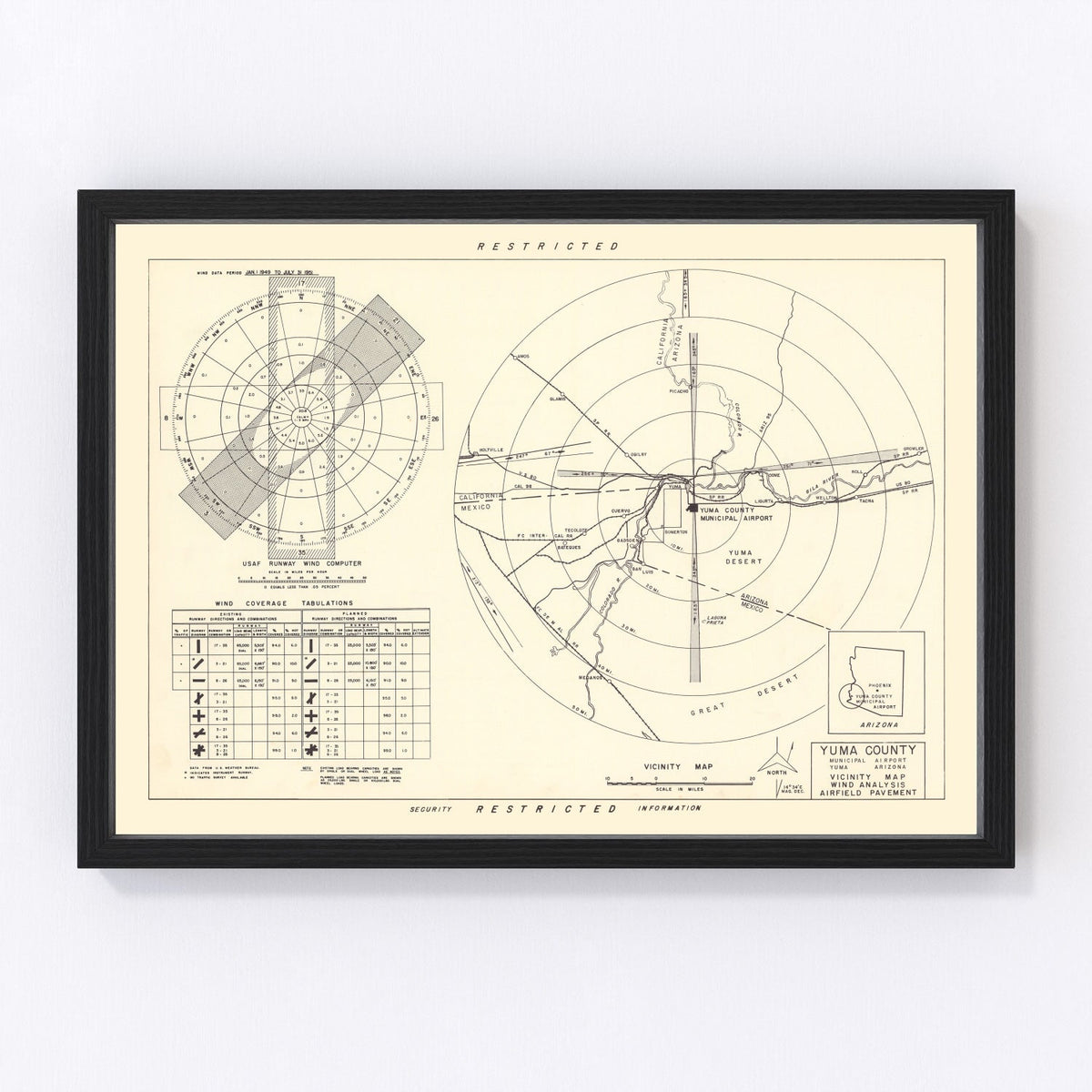 Vintage Map of the Yuma County Municipal Airport Vicinity, 1951