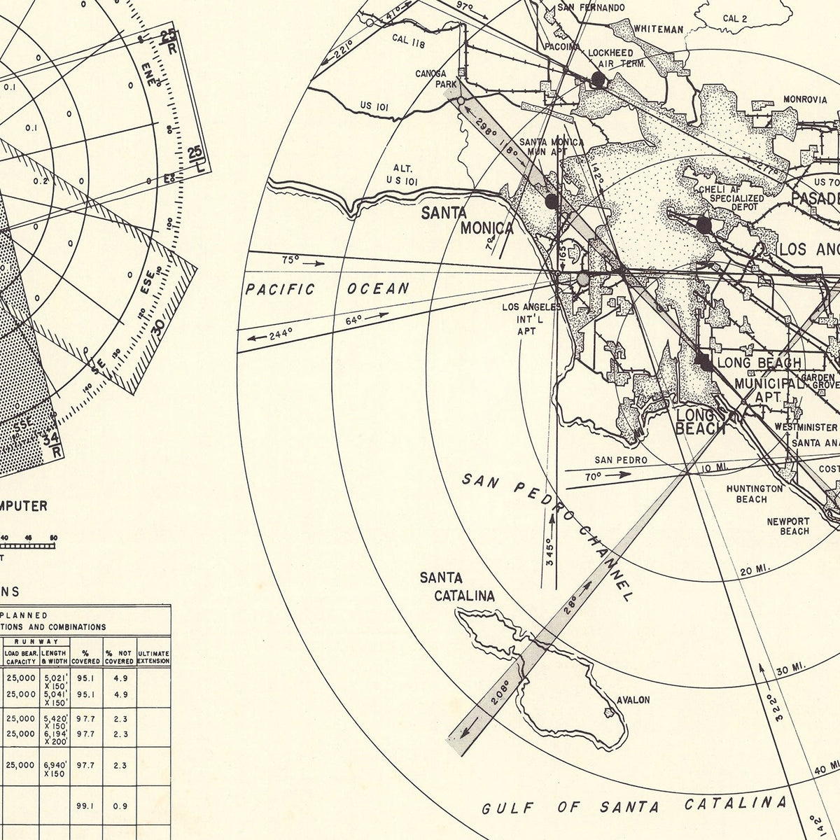 Vintage Map of the Long Beach Municipal Airport Vicinity, 1952