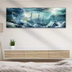 Pirate Ship In A Bottle Canvas Wall Art