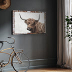 Natural Rustic Highland Cow Canvas Wall Art