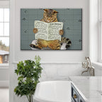 Cat Toilet Reading Newspaper Canvas Wall Art