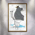 King Elephant On Toilet Canvas Wall Art