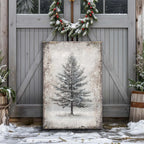 Vintage Christmas Tree Wall Art with Free Christmas Recipe Book
