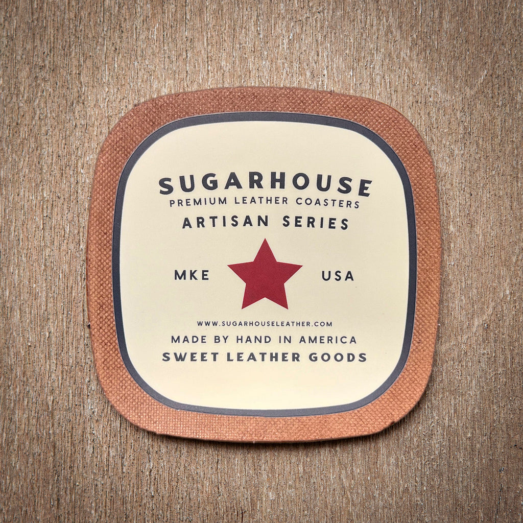 Artisan Leather Coaster Design 04