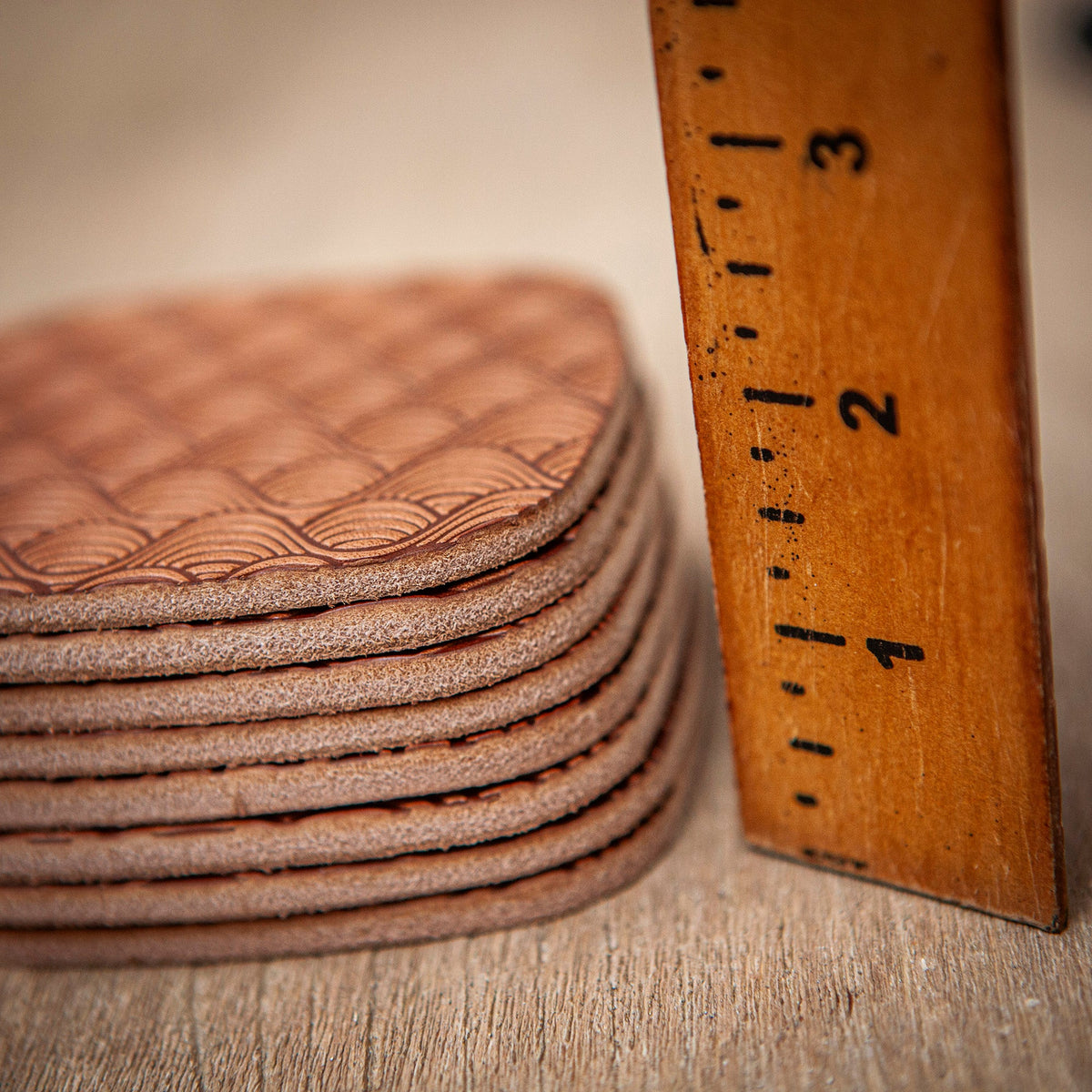 Artisan Leather Coaster Design 02