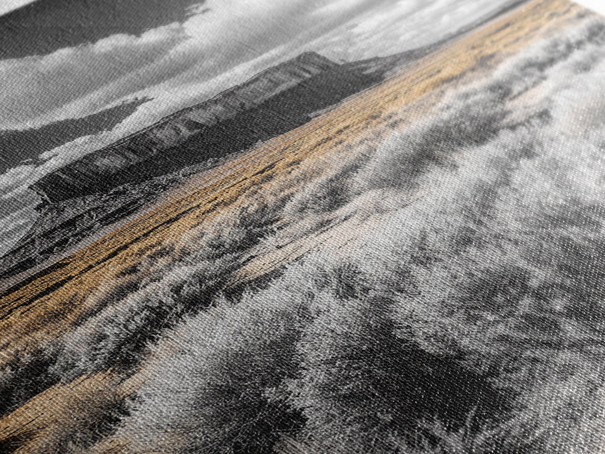 Desert Plateau View, Western Landscape Art, Rustic Nature Decor, Yellow Sagebrush, Framed Canvas Print, Southwestern Living Room Art