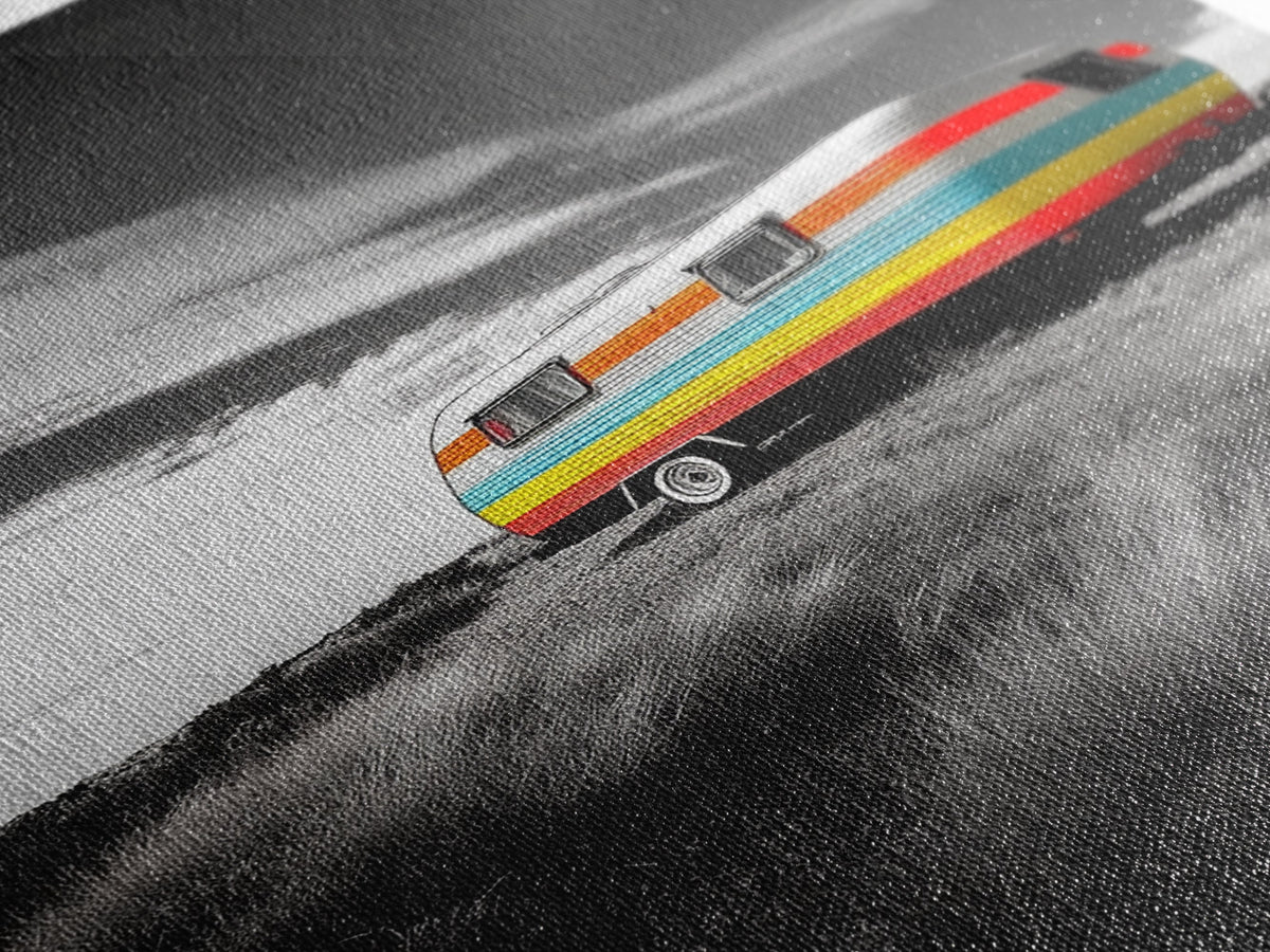 Retro Trailer, Desert Scene, Color Pop Photography, Canvas Print, Vintage Camper Art, Travel Lover Gift, Boho Decor, Office Wall Art