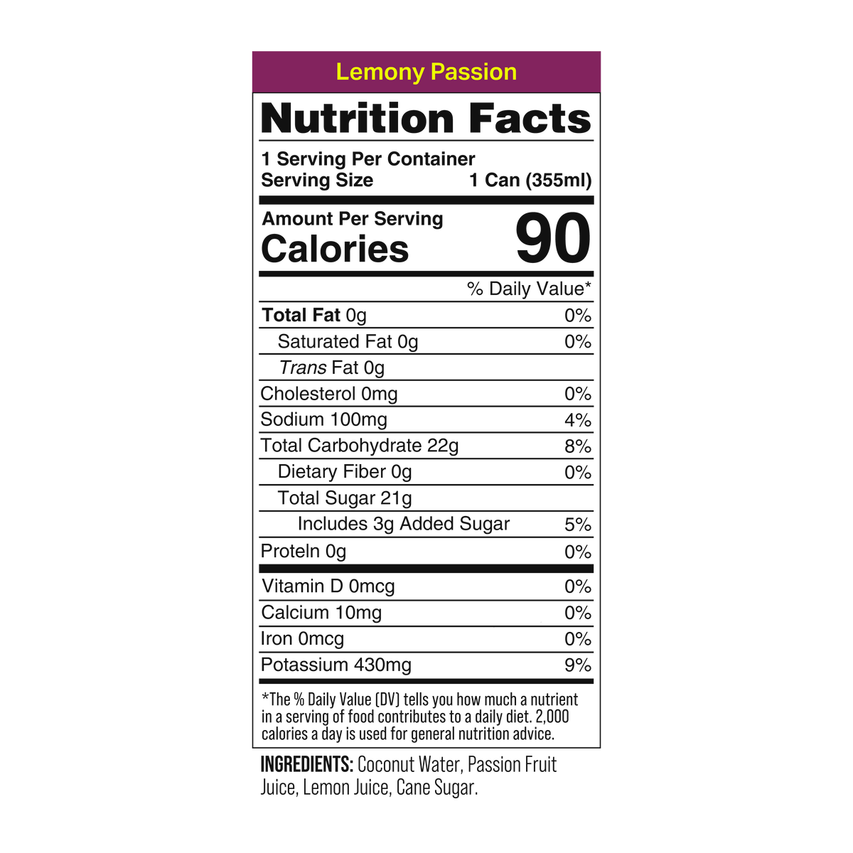 Coaqua Lemony Passion Coconut Water