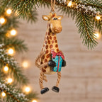 Giraffe with Present Ornament | Bert Anderson Collection