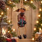 Moose with Gift Box Ornament | Bert Anderson Collection