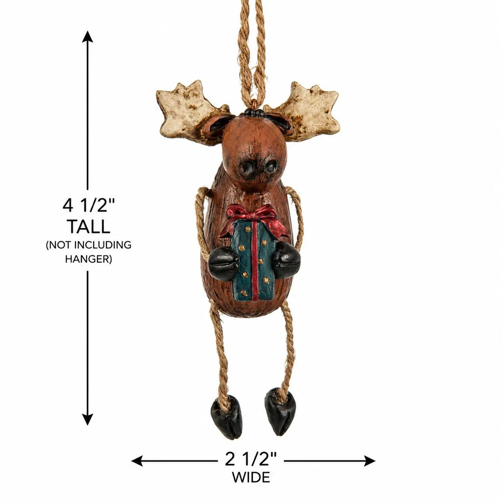 Moose with Gift Box Ornament | Bert Anderson Collection