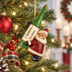 Santa Wine Bottle on Back Ornament | Bert Anderson Collection