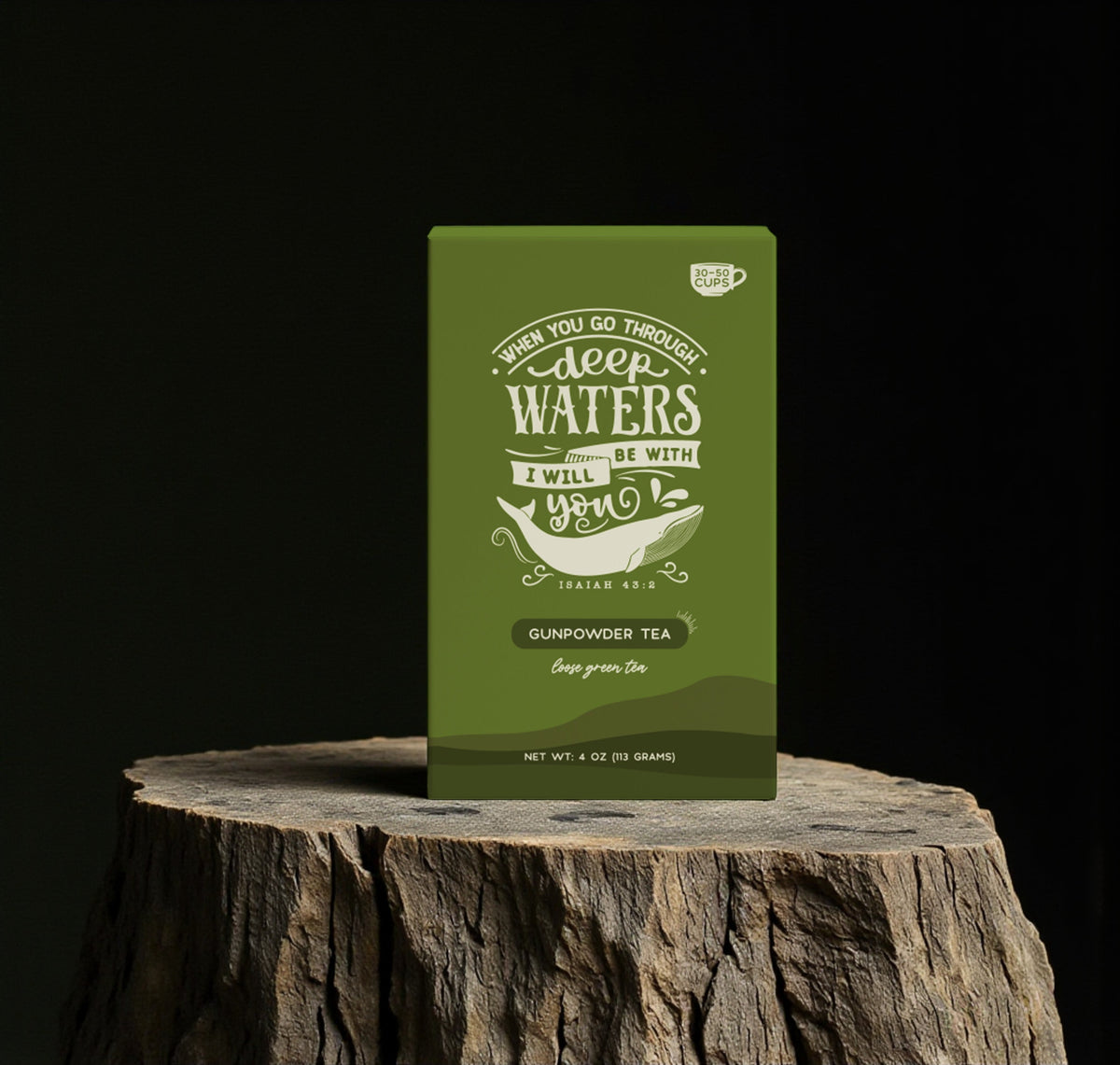 Bible Verse Tea "When You Go Through Deep Waters" Gunpowder