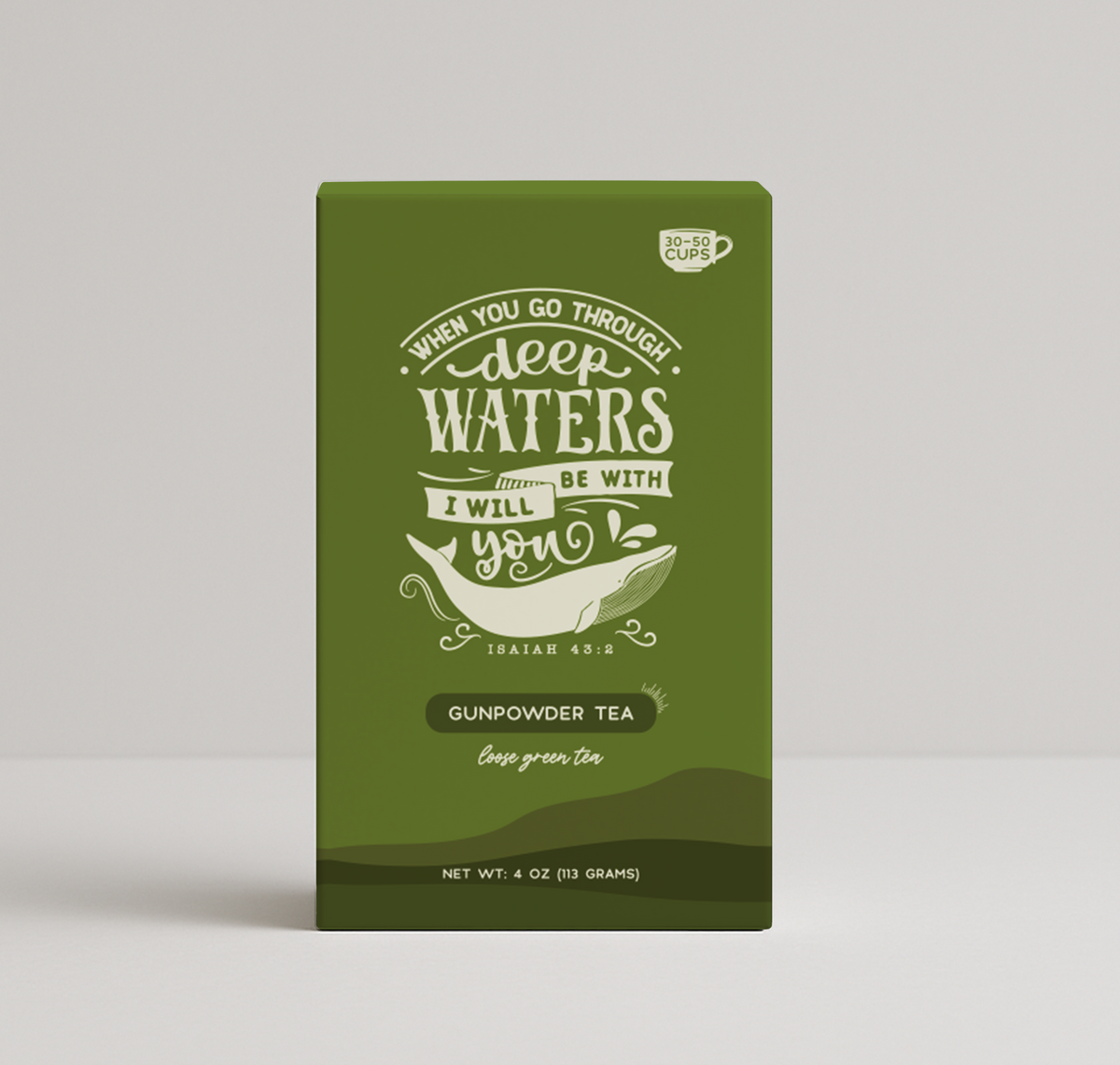 Bible Verse Tea "When You Go Through Deep Waters" Gunpowder