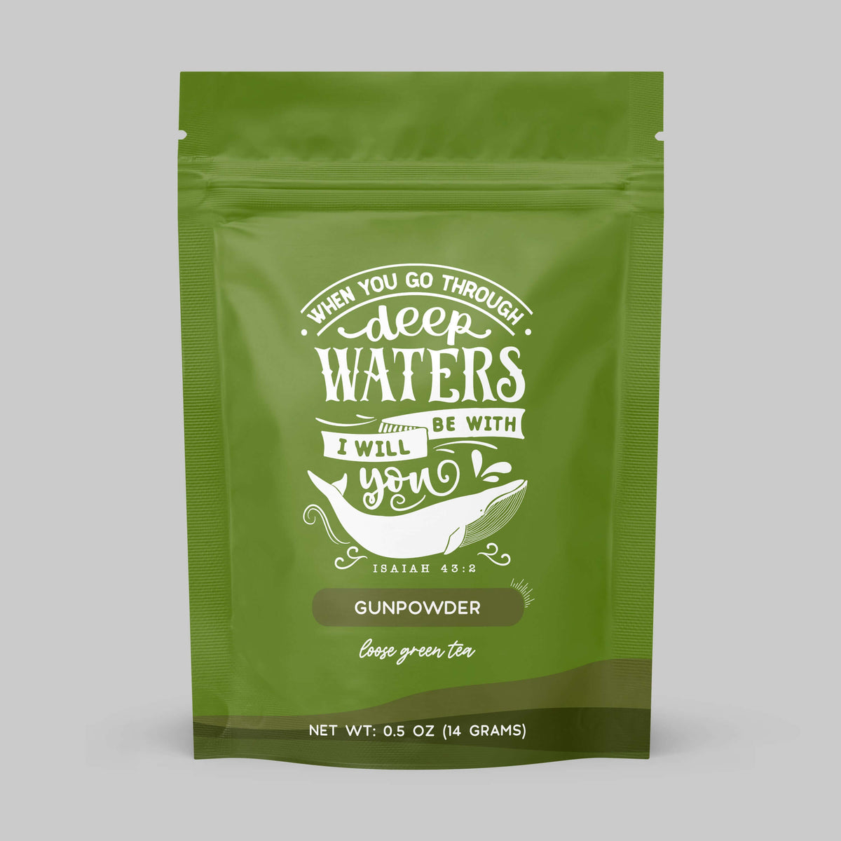 Bible Verse Tea "When You Go Through Deep Waters" Gunpowder