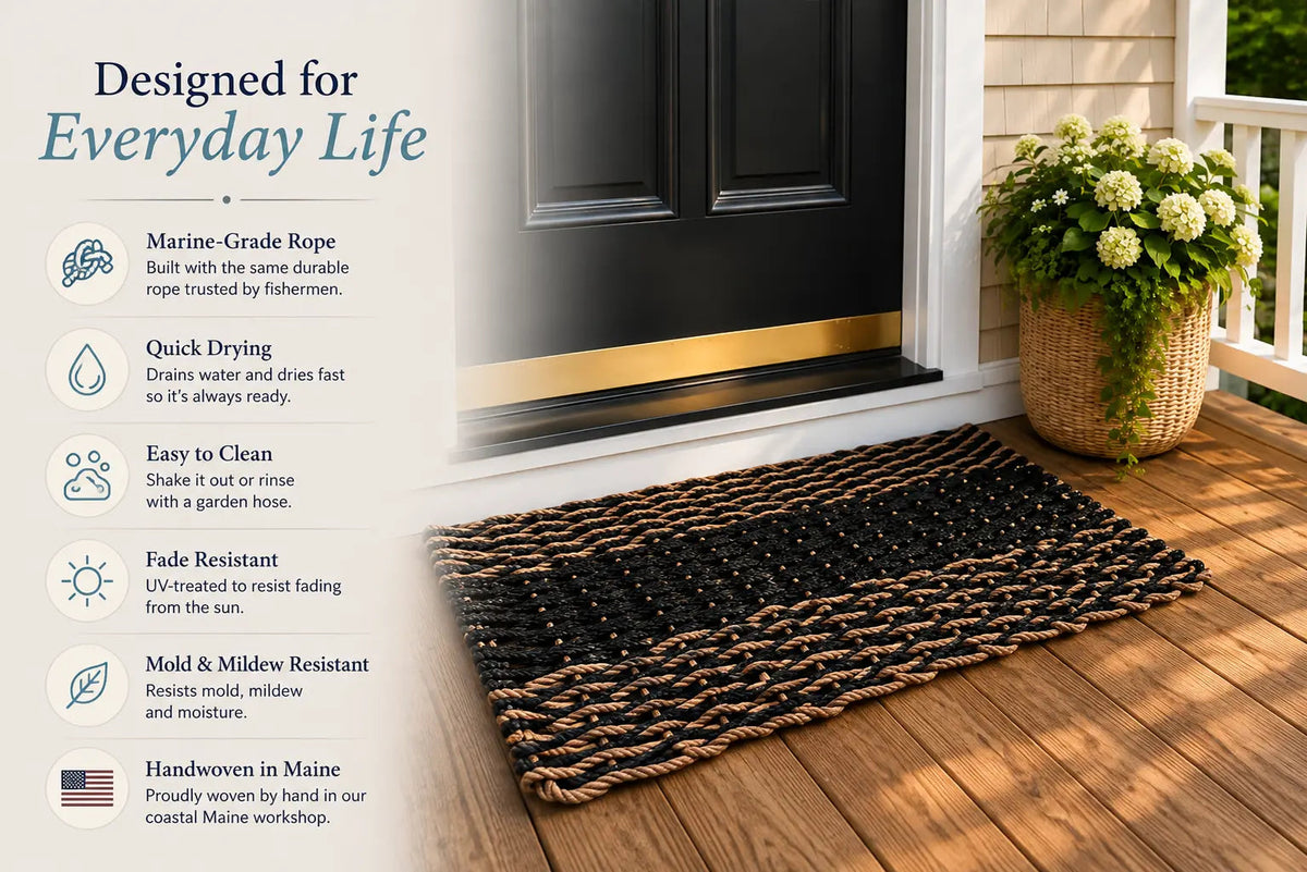 Hunter Green & Tan Lobster Rope Doormat