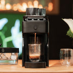 Line1 Espresso and Coffee Machine: Brushed Nickel & Grain