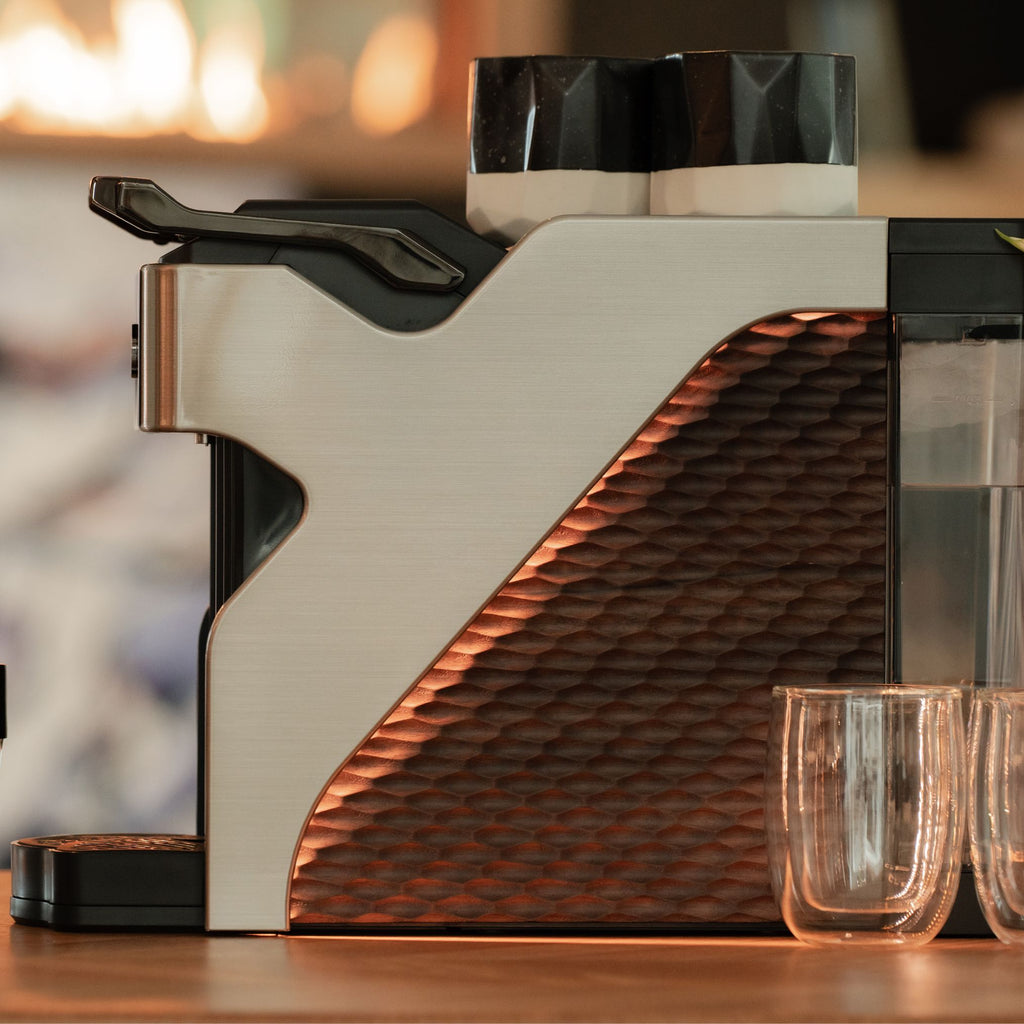 Line1 Espresso and Coffee Machine: Brushed Silver & Grain