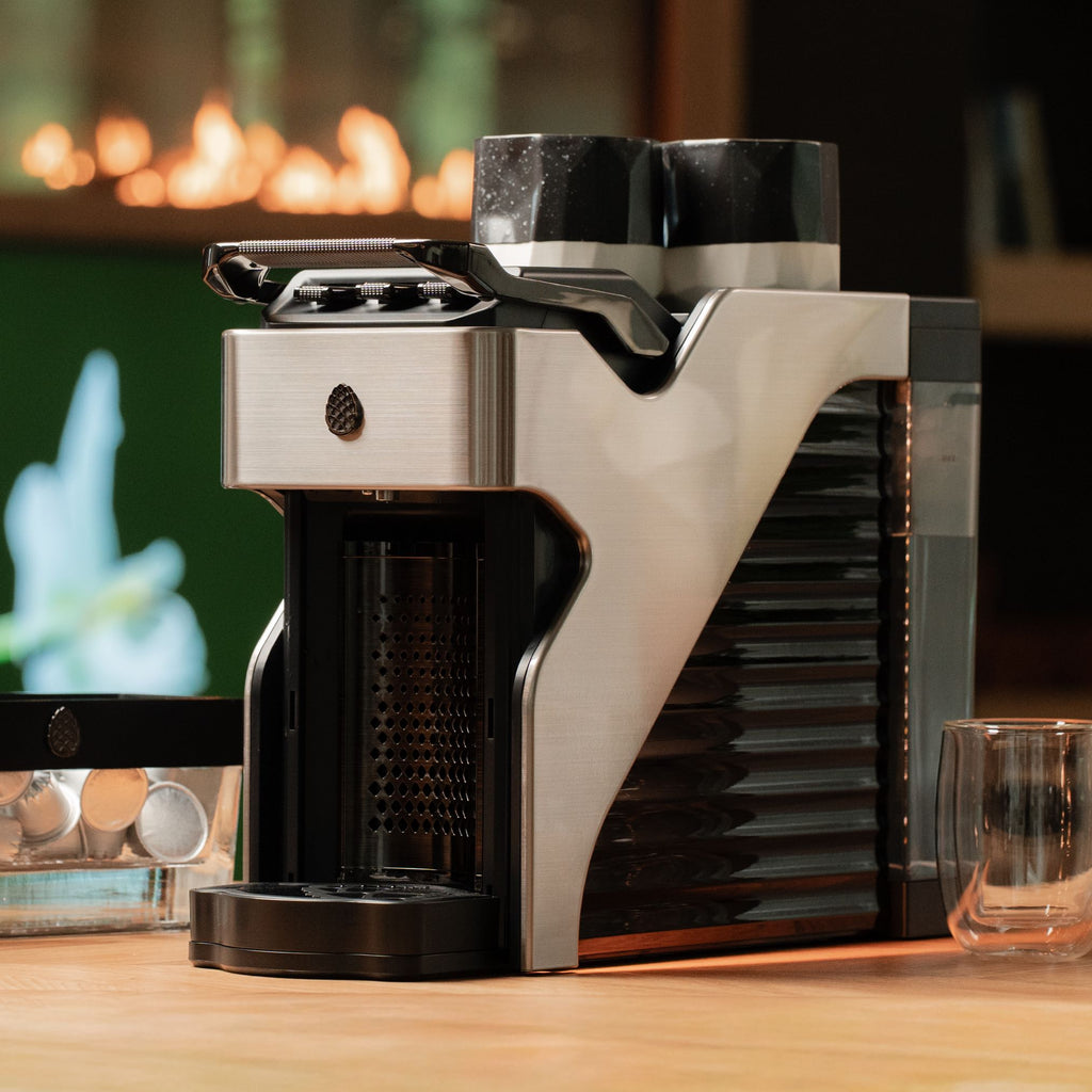 Line1 Espresso and Coffee Machine: Brushed Silver & Onyx