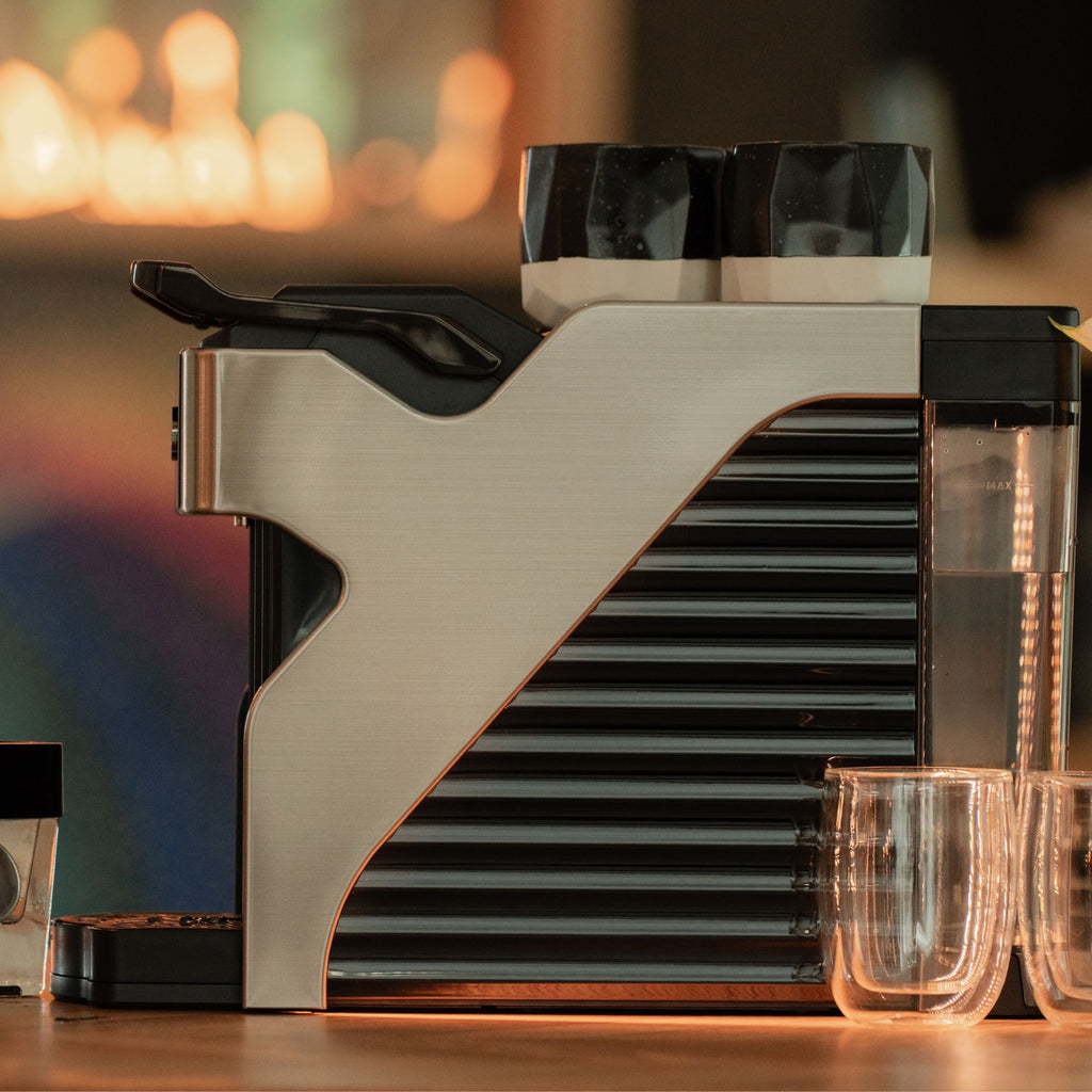 Line1 Espresso and Coffee Machine: Brushed Silver & Onyx