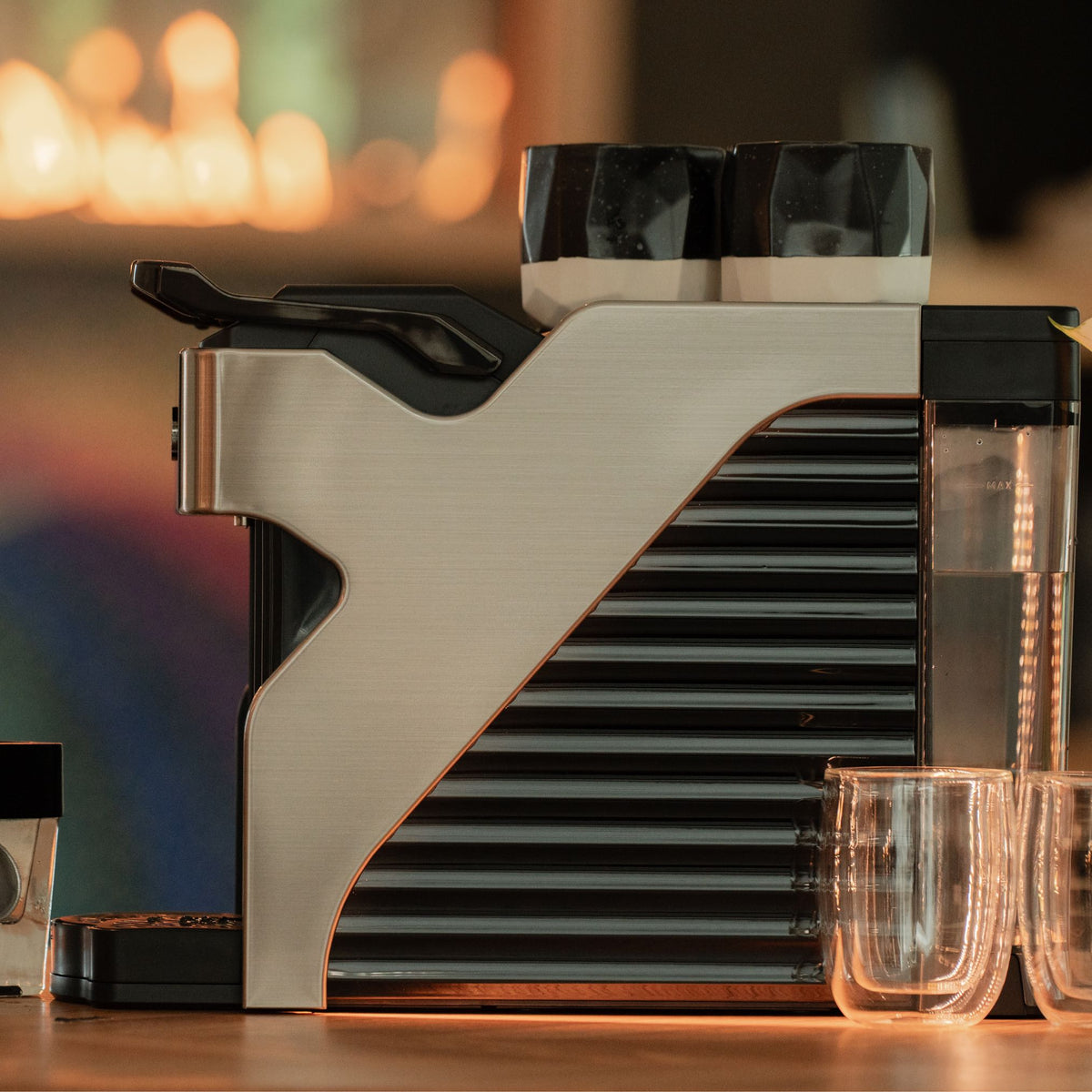 Line1 Espresso and Coffee Machine: Brushed Silver & Onyx